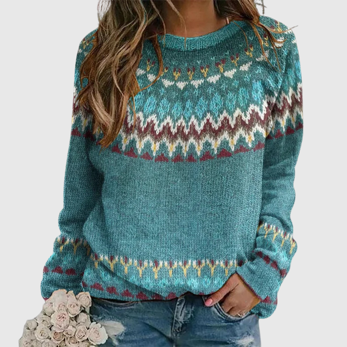 Regina | Pullover met Retro Golfpatroon
