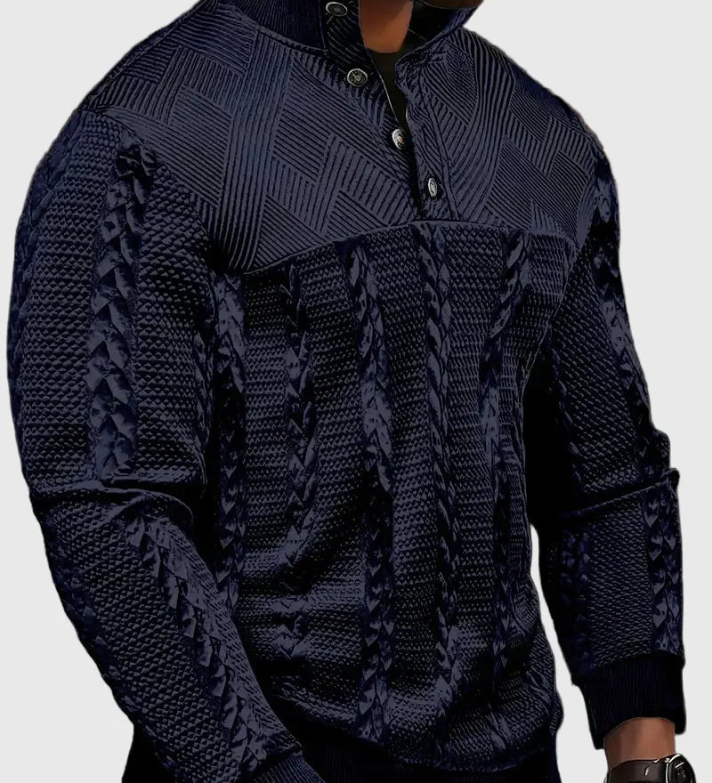 Dawson - Svetr s dlouhým rukávem Henley s pruhy