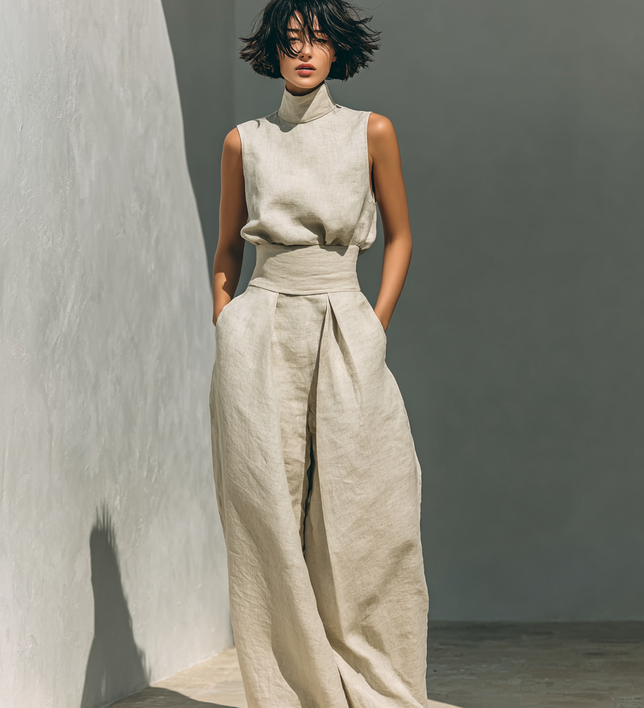 Anna – Minimalistický dámský set s topem a kalhotami