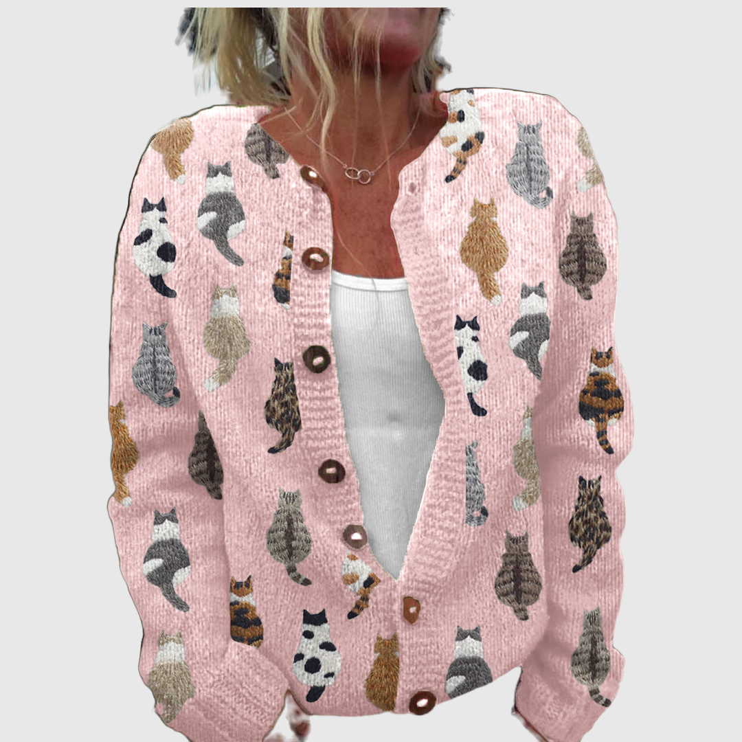 Charlotte™ | Cardigan met kattenprint