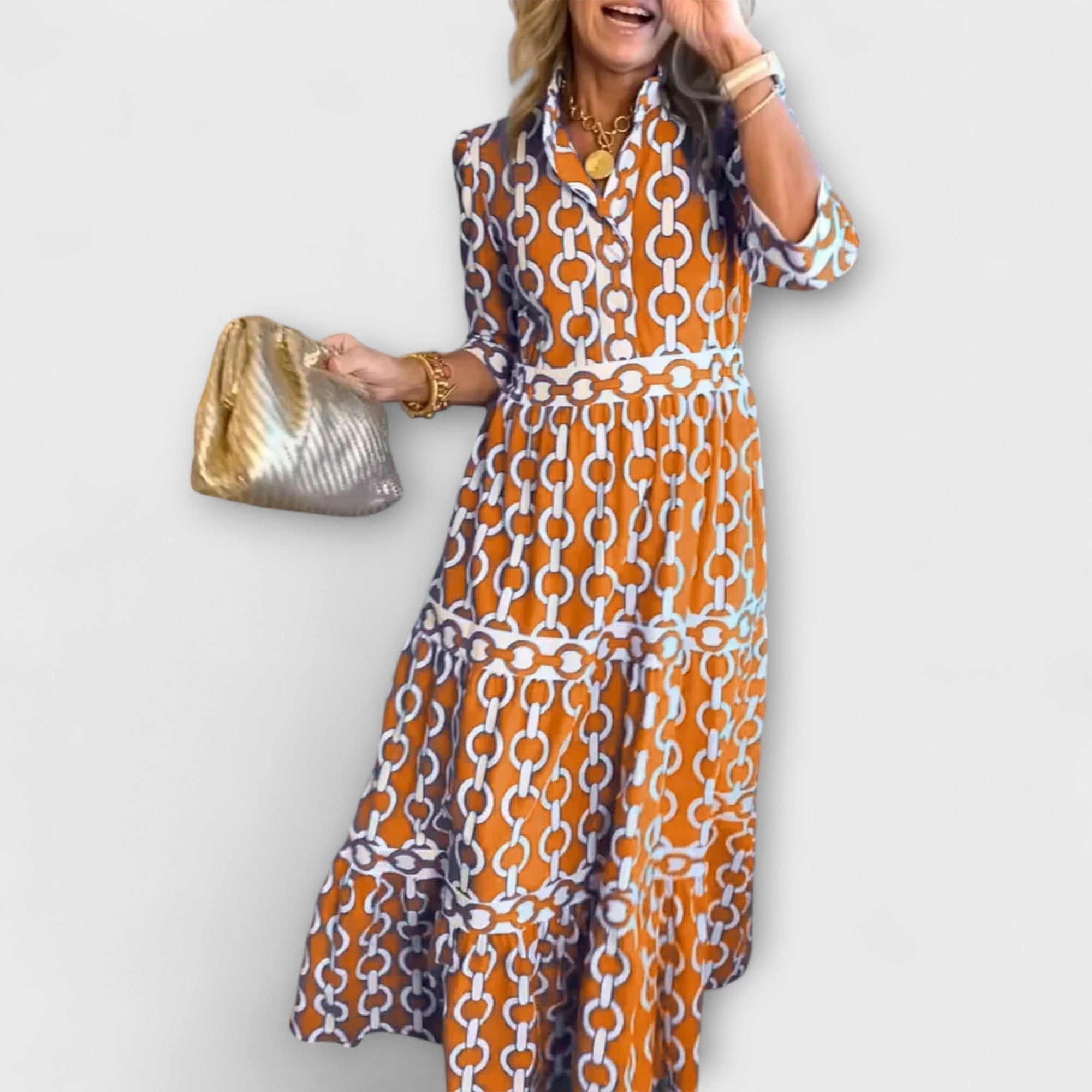 JULIANA | MIDI-JURK MET KETTENPATROON