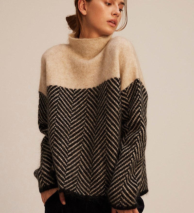 Norah | Katoenen pullover met opstaande kraag