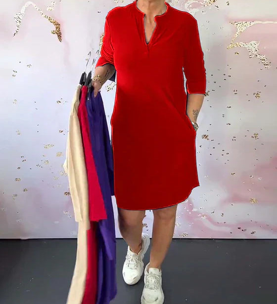 Lenka – Elegantní šaty s výstřihem do V pro každý den