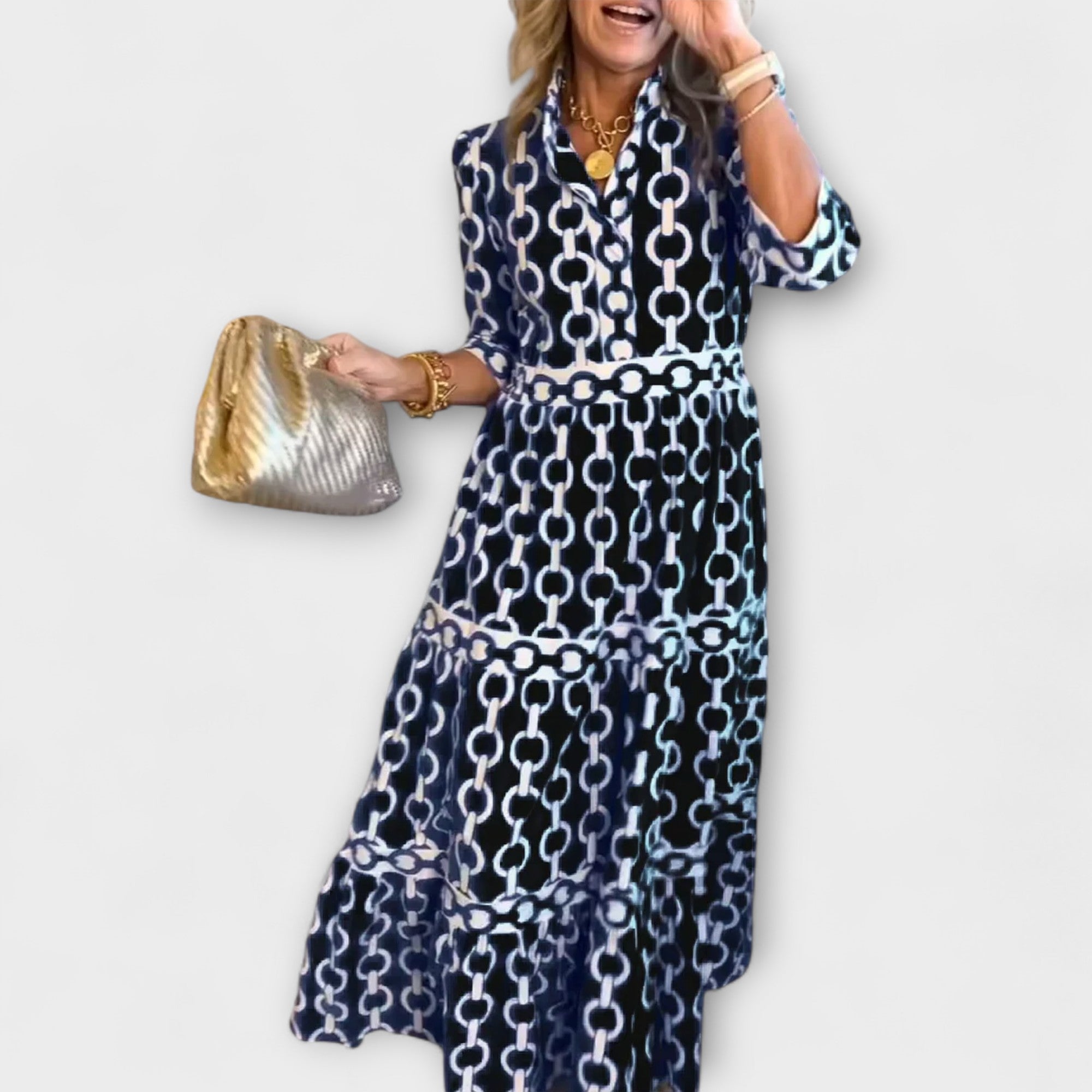 JULIANA | MIDI-JURK MET KETTENPATROON