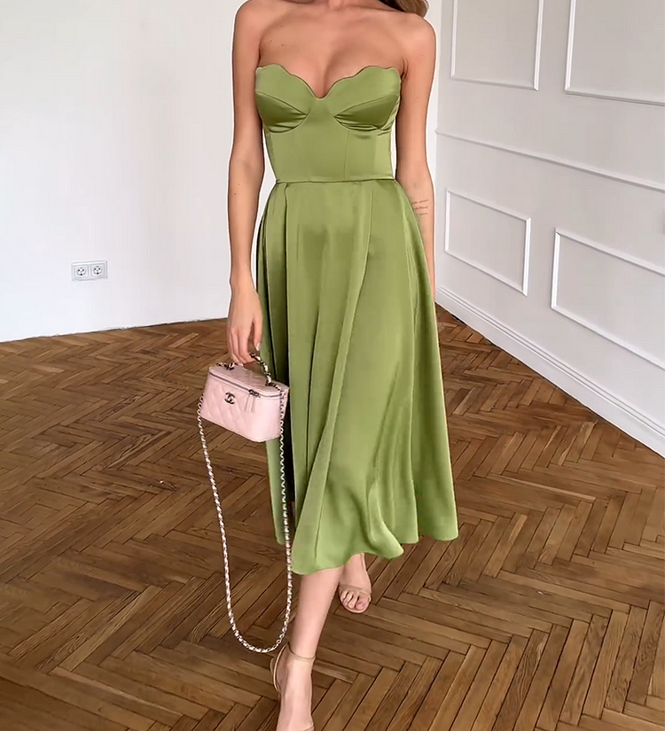 Líza | Elegantní midi šaty bez ramínek