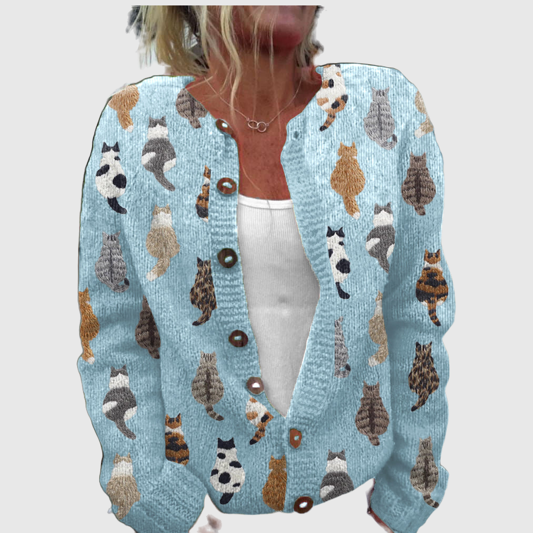 Charlotte™ | Cardigan met kattenprint