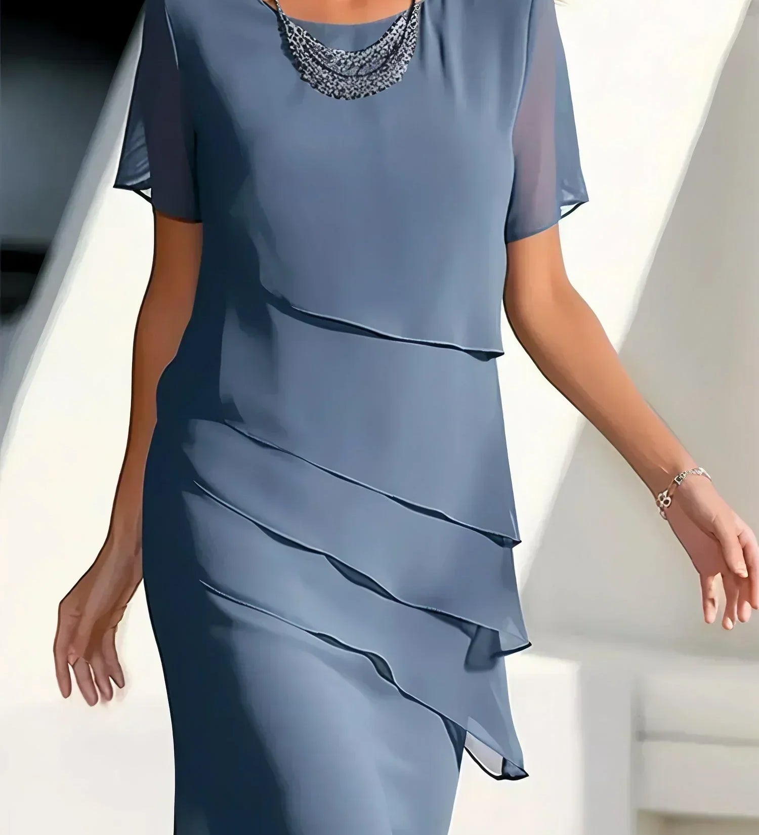 Petra – Elegantní vrstvené šaty s jemným splýváním