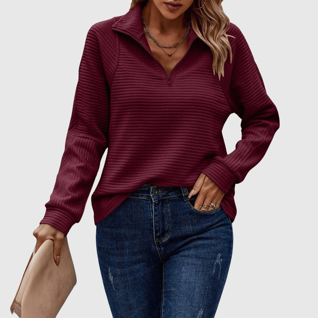 Lenka | Elegantní svetr s polovičním zipem