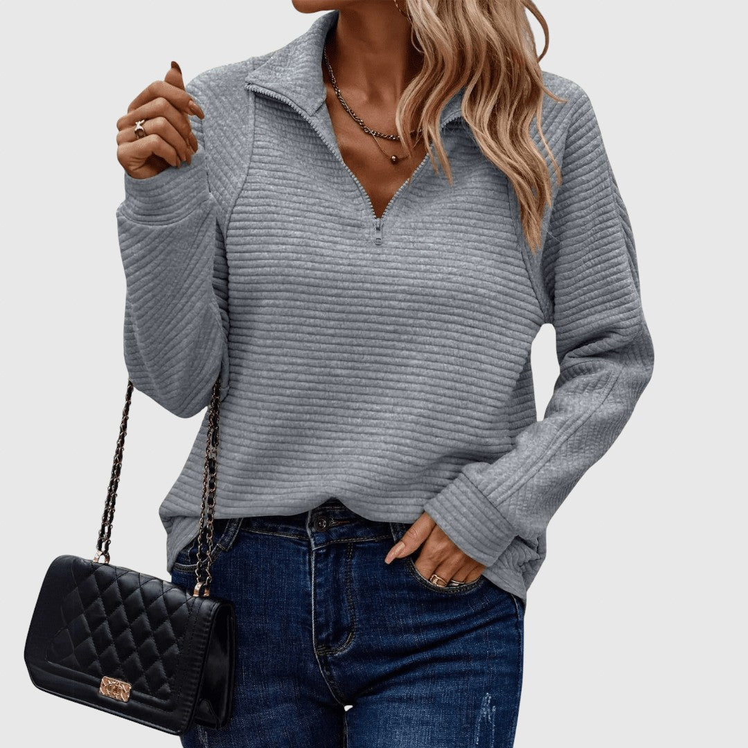 Lenka | Elegantní svetr s polovičním zipem