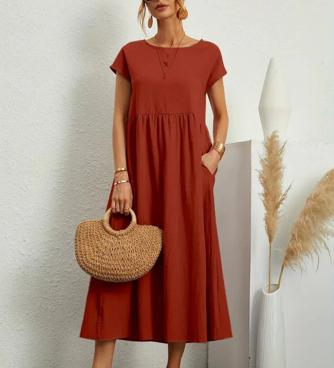 Lenka – Elegantní šaty s hedvábnou bavlnou pro každodenní styl