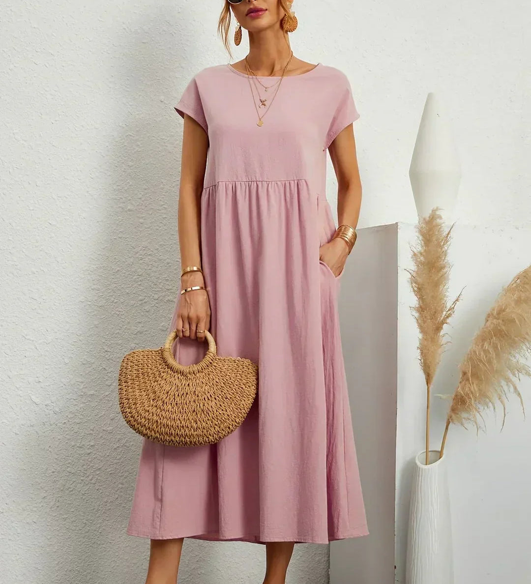 Lenka – Elegantní šaty s hedvábnou bavlnou pro každodenní styl