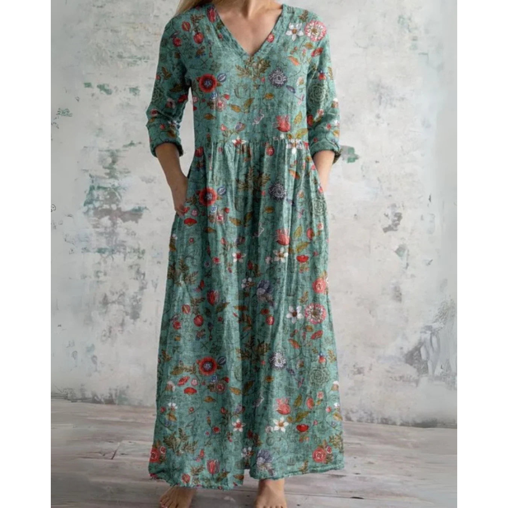 ELEANOR | MAXI-JURK VINTAGE MET BLOEMENPATROON