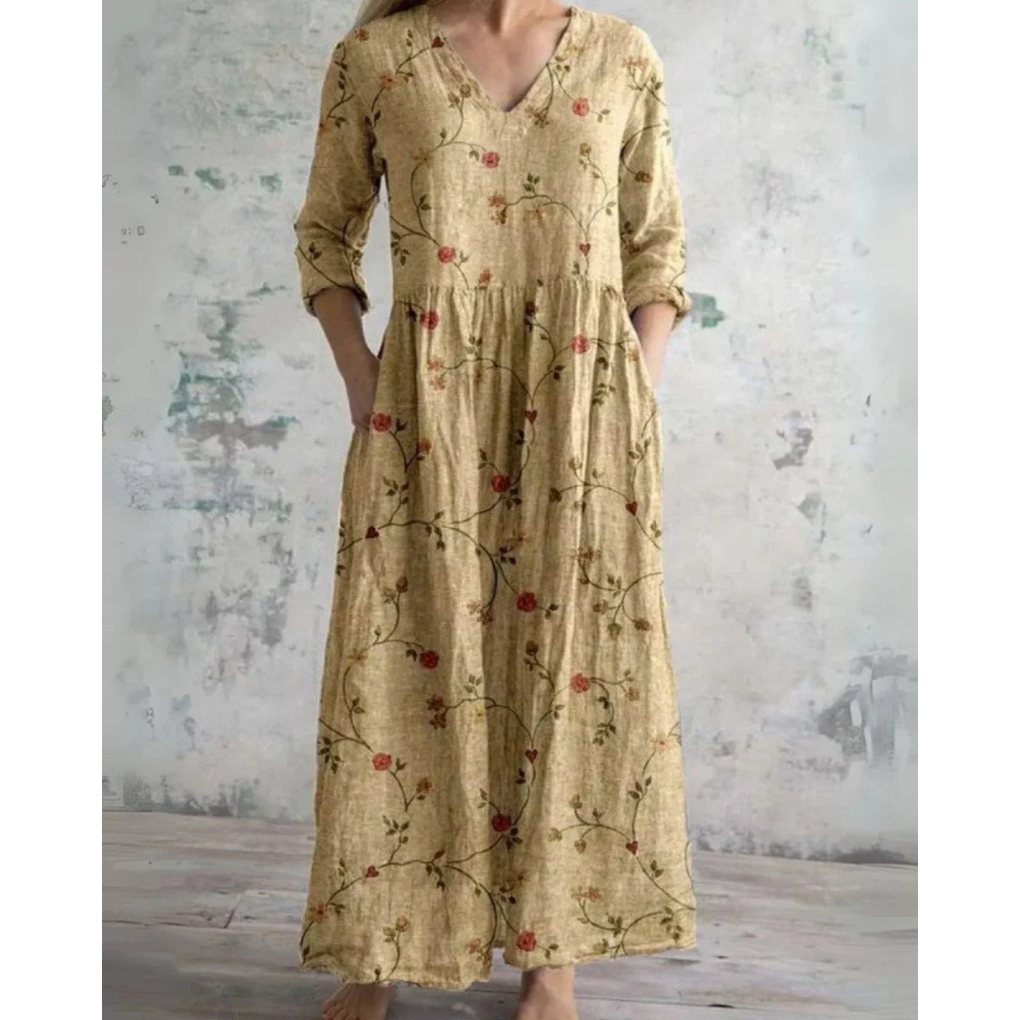 ELEANOR | MAXI-JURK VINTAGE MET BLOEMENPATROON