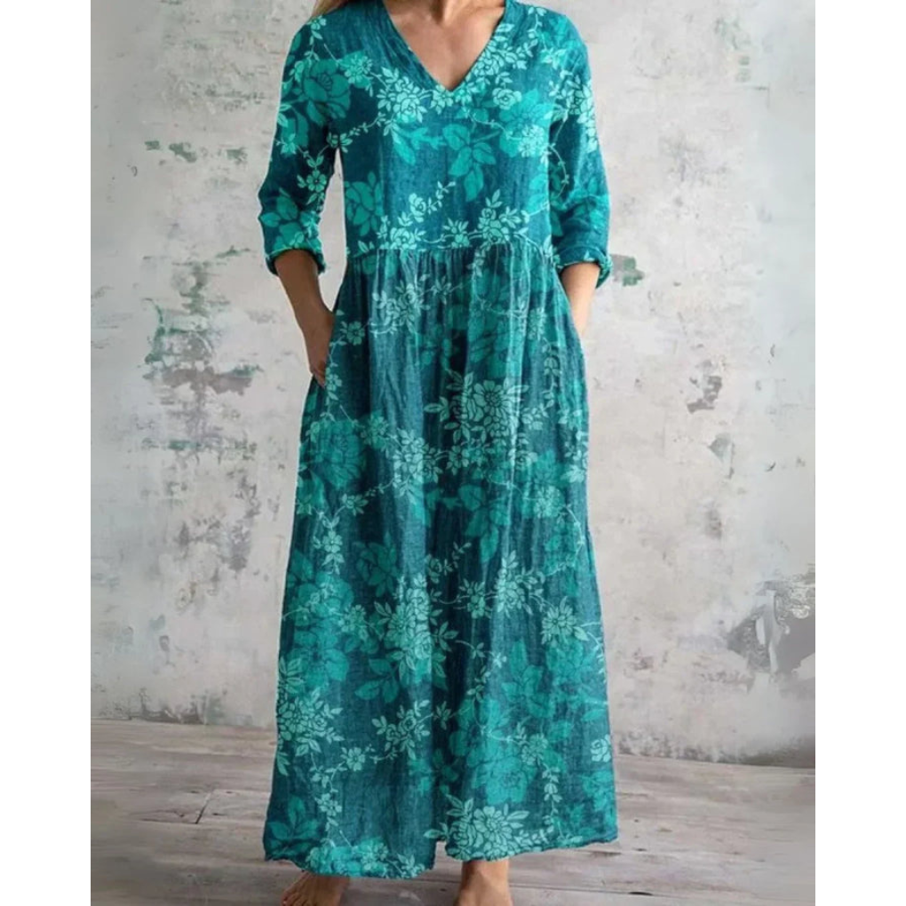 ELEANOR | MAXI-JURK VINTAGE MET BLOEMENPATROON