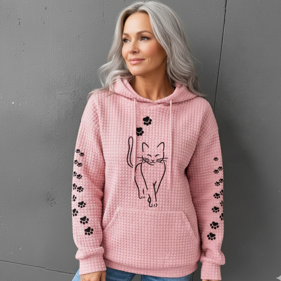 Katelyn | Pohodlná Mikina s Kapucí a Kočičím Motivem