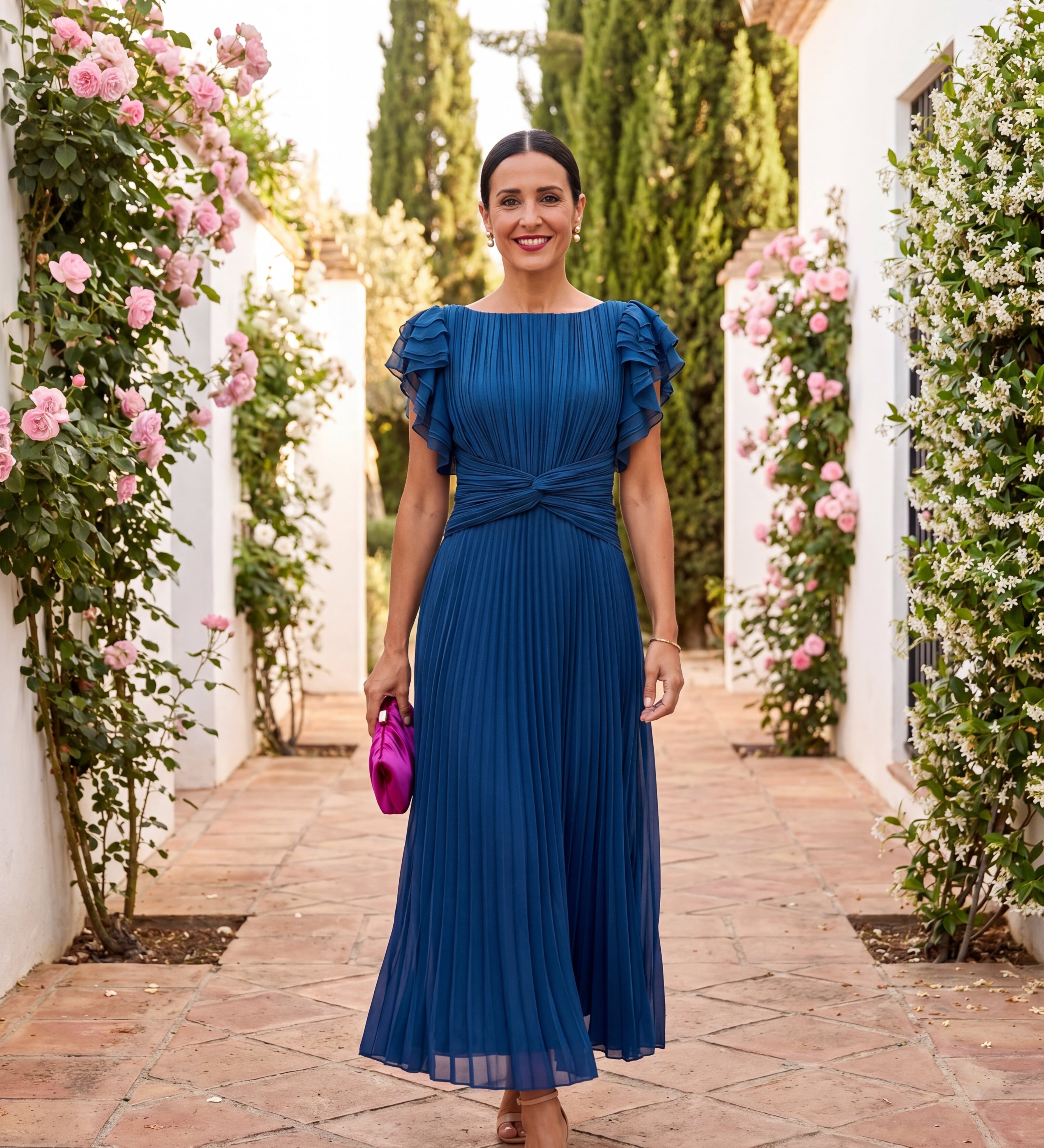 Zuzana | Elegantní maxi šaty s plisovaným pasem