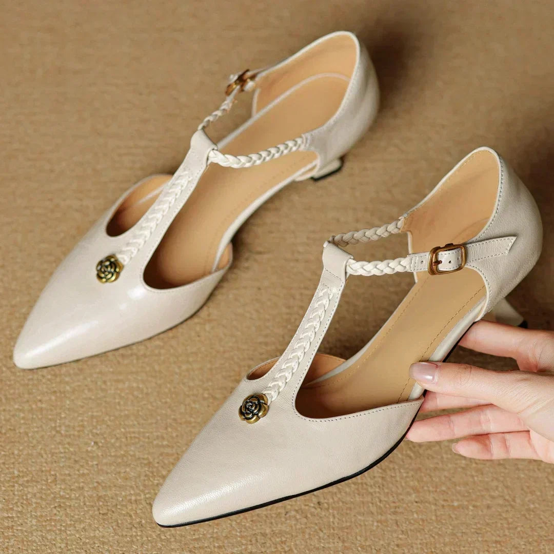 Madeleine | Leren Sandalen met T-band