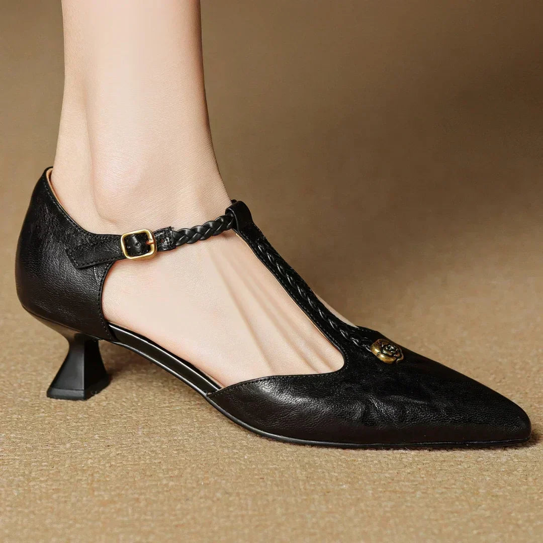 Madeleine | Leren Sandalen met T-band