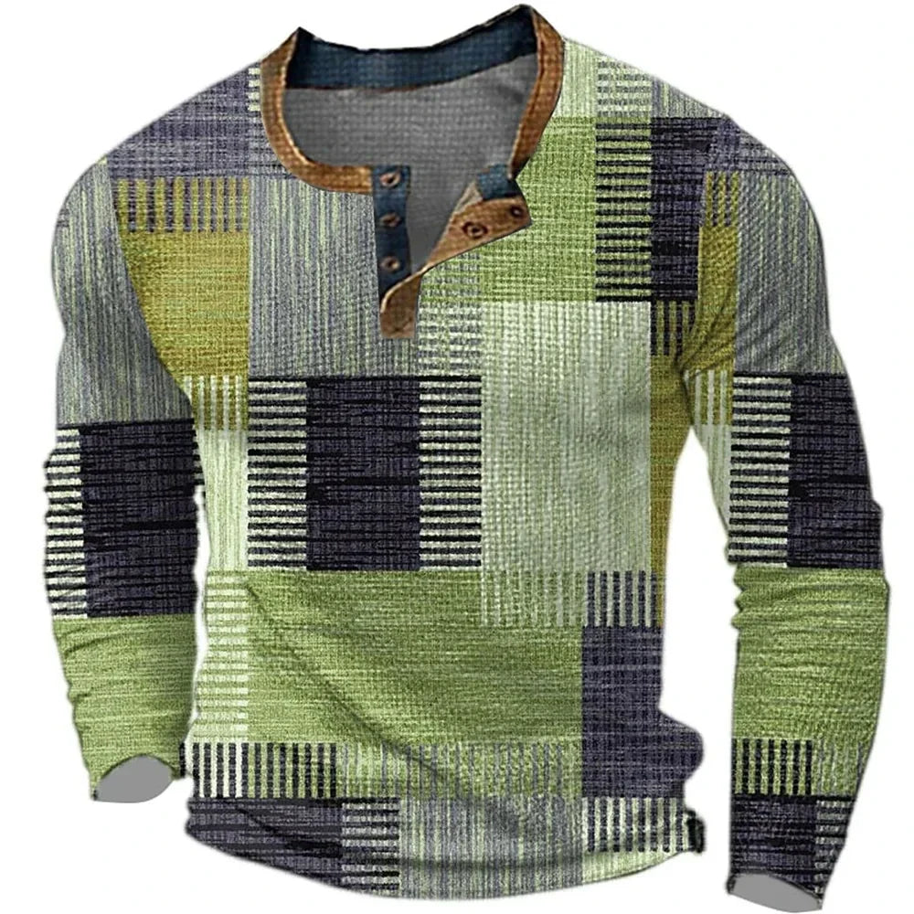 Lukáš – Barevná pánská košile s dlouhým rukávem a patchwork designem