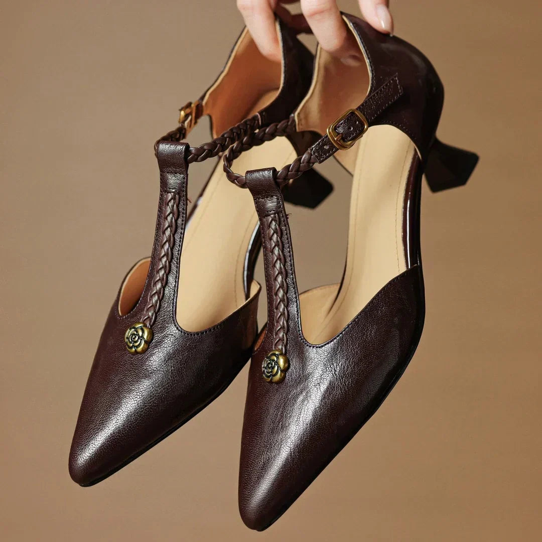 Madeleine | Leren Sandalen met T-band