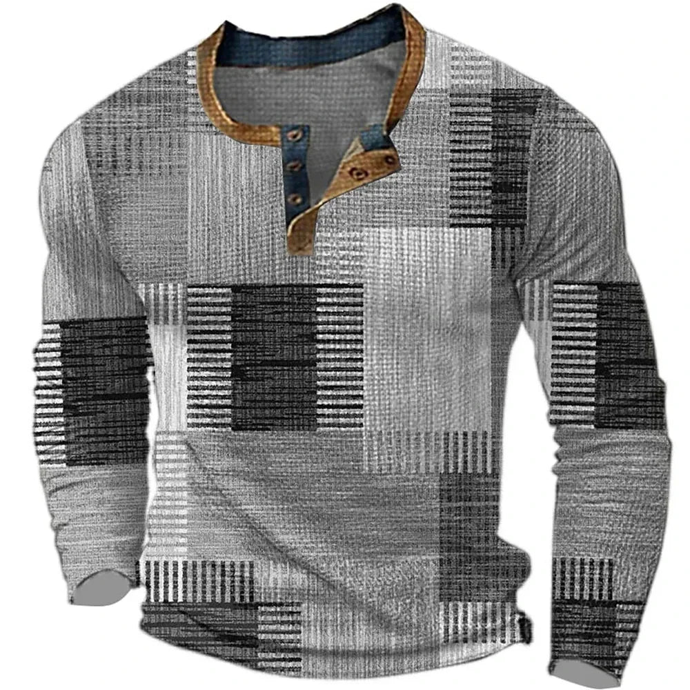Lukáš – Barevná pánská košile s dlouhým rukávem a patchwork designem