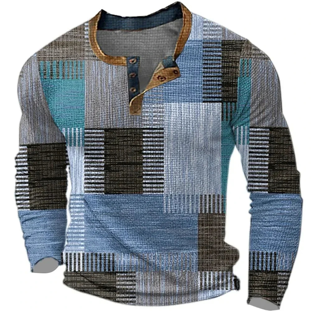 Lukáš – Barevná pánská košile s dlouhým rukávem a patchwork designem