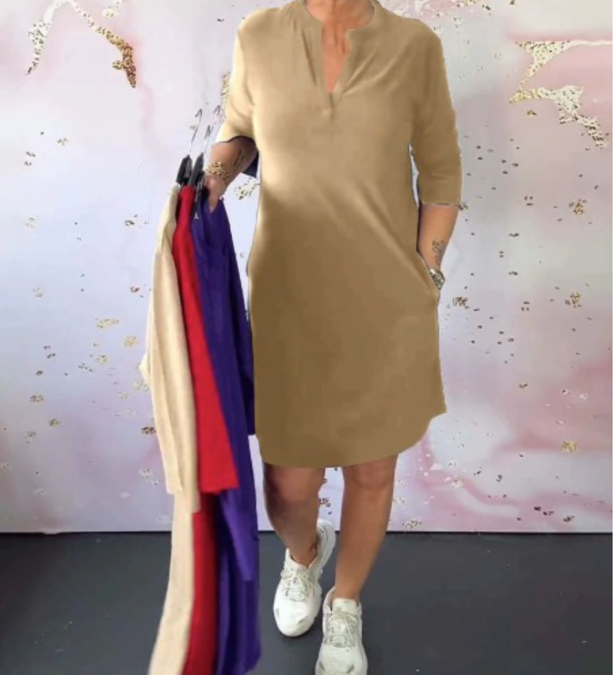 Lenka – Elegantní šaty s výstřihem do V pro každý den