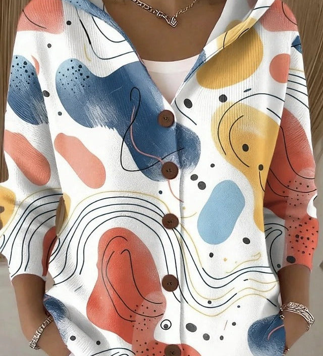 Věra | Stylový hřejivý kardigan s uměleckým vzorem