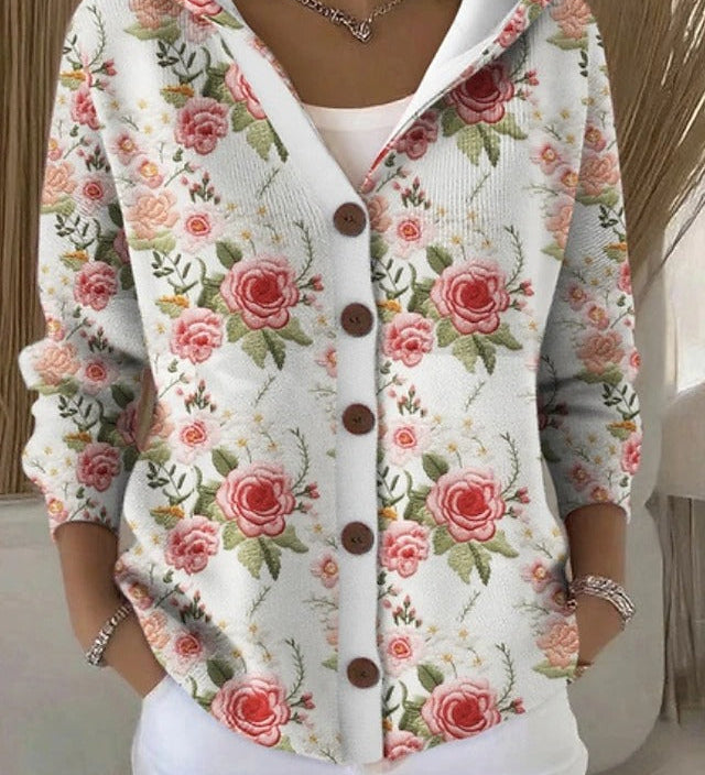 Věra | Stylový hřejivý kardigan s uměleckým vzorem