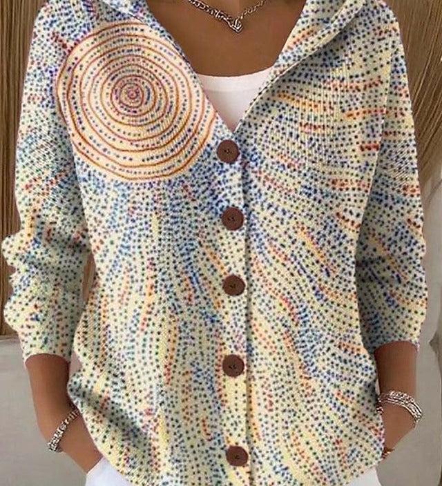 Věra | Stylový hřejivý kardigan s uměleckým vzorem