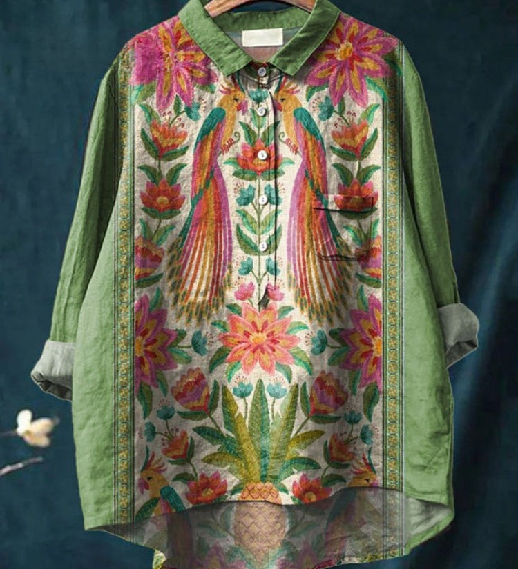 Tereza – Lněná košile s potiskem