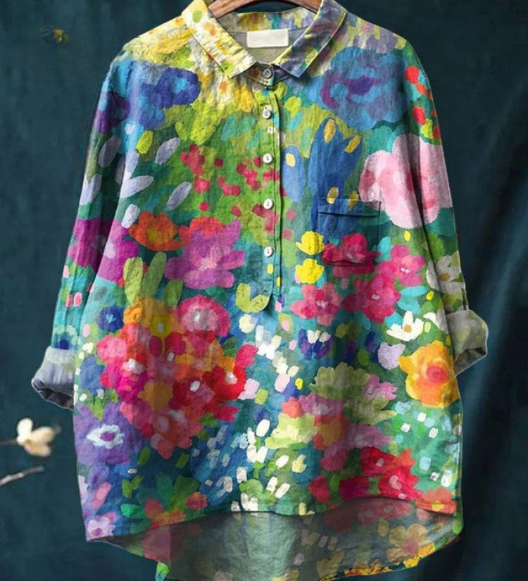 Tereza – Lněná košile s potiskem