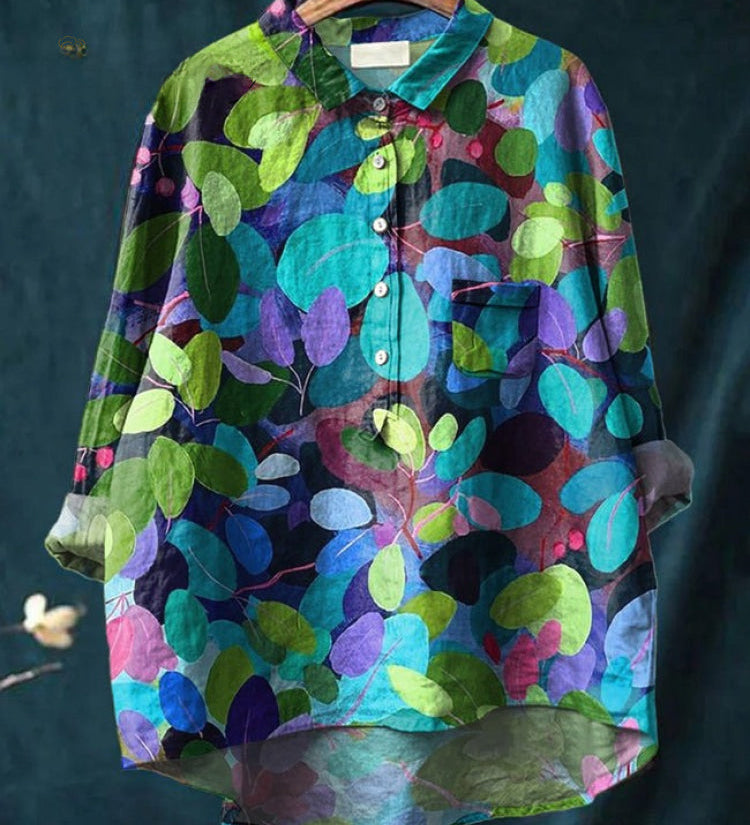 Tereza – Halenka z lehkého lnu s vzorem