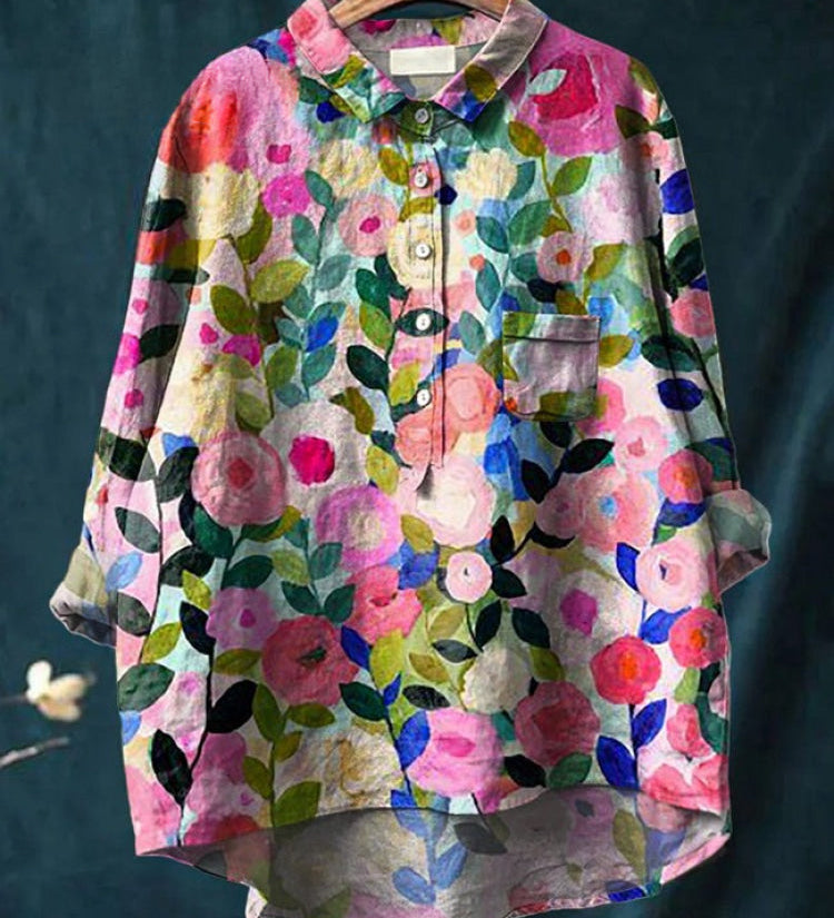 Tereza – Lněná košile s potiskem