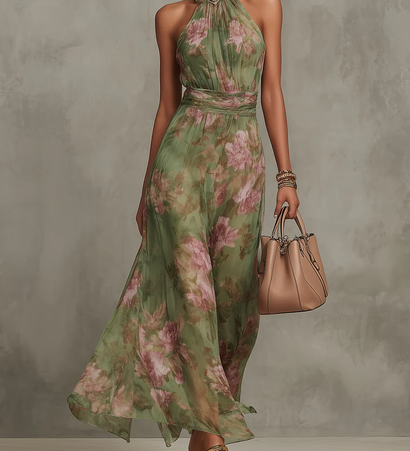 Lívia | Elegantní maxi halter květnové šaty