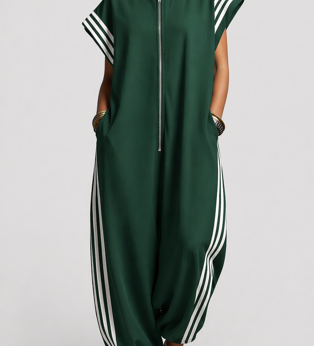 Aneta – Moderní sportovní overal se zipem a bočními pruhy