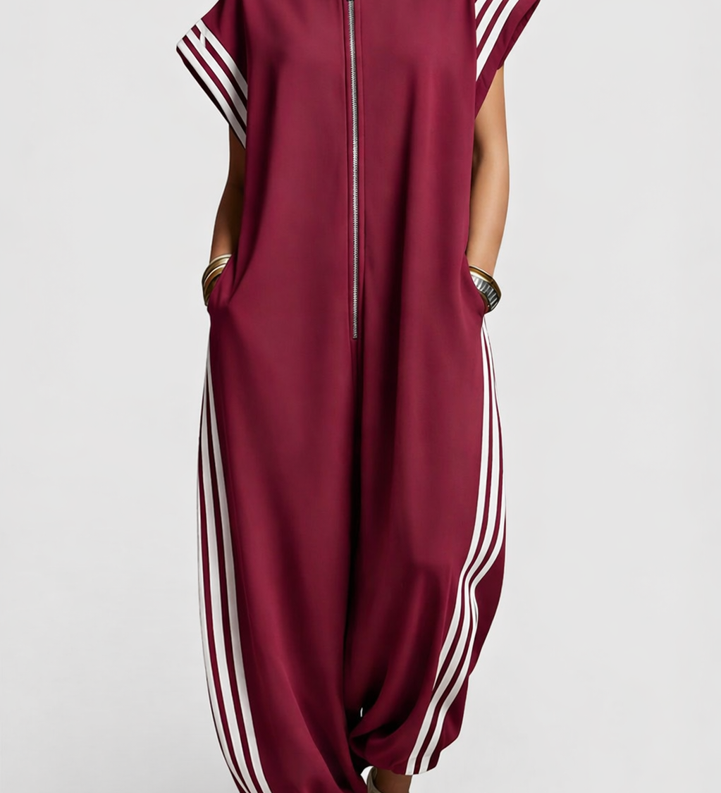 Aneta – Moderní sportovní overal se zipem a bočními pruhy