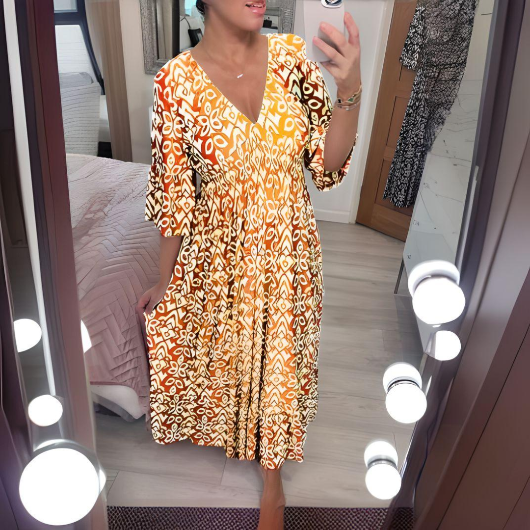 Lillia - Gedrukt Boho-jurk