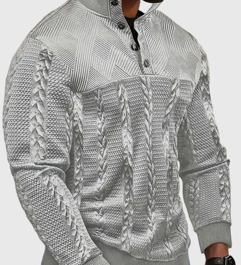 Dawson - Svetr s dlouhým rukávem Henley s pruhy