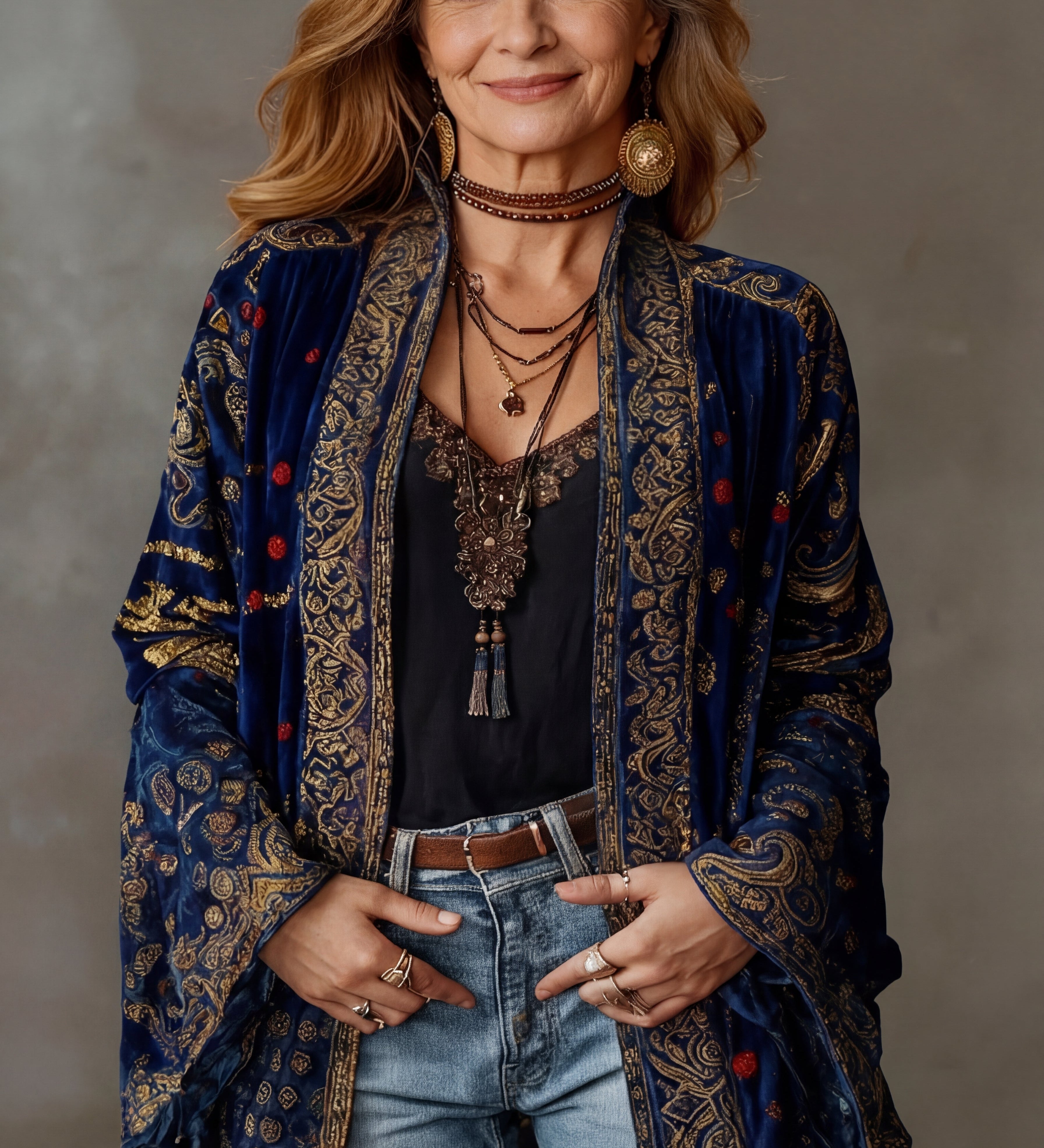 Elen – Bohémské vintage kimono s uměleckým vzorem