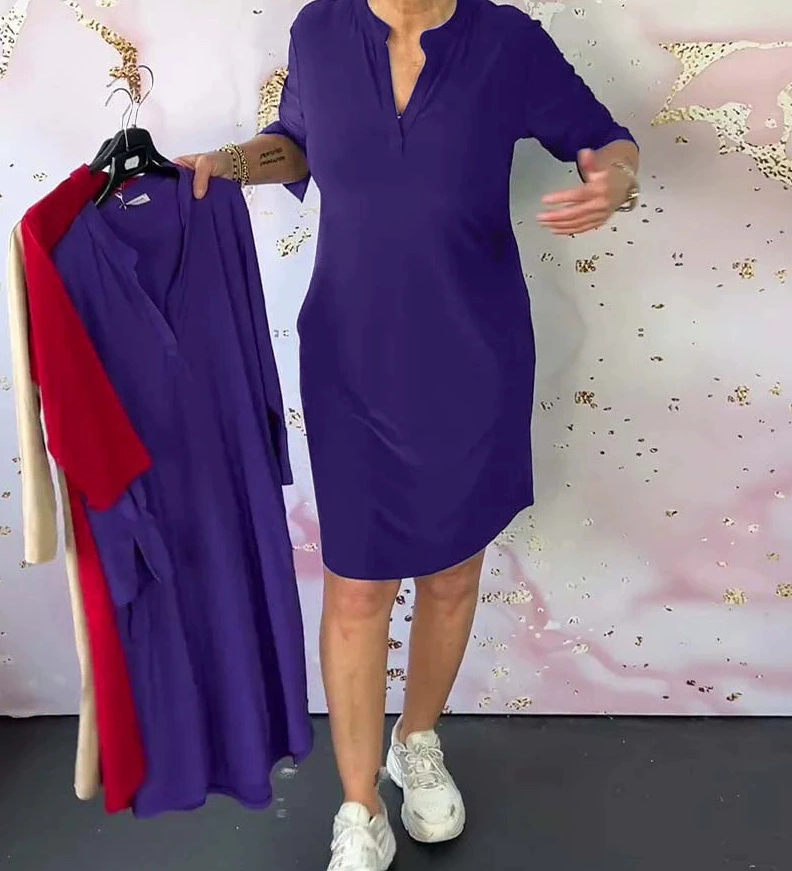 Lenka – Elegantní šaty s výstřihem do V pro každý den