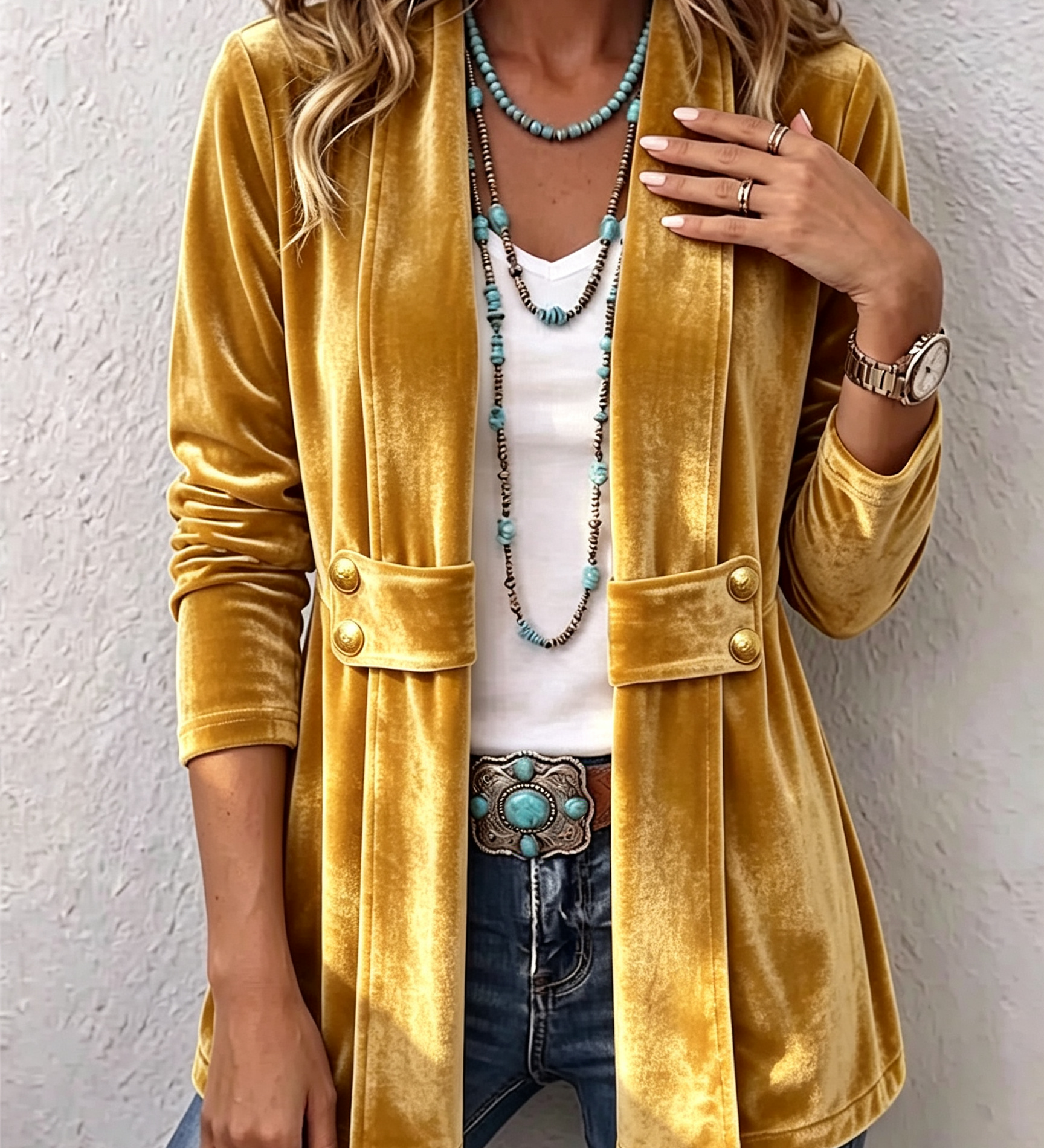 Katrin™ | Open Blazer met Glans