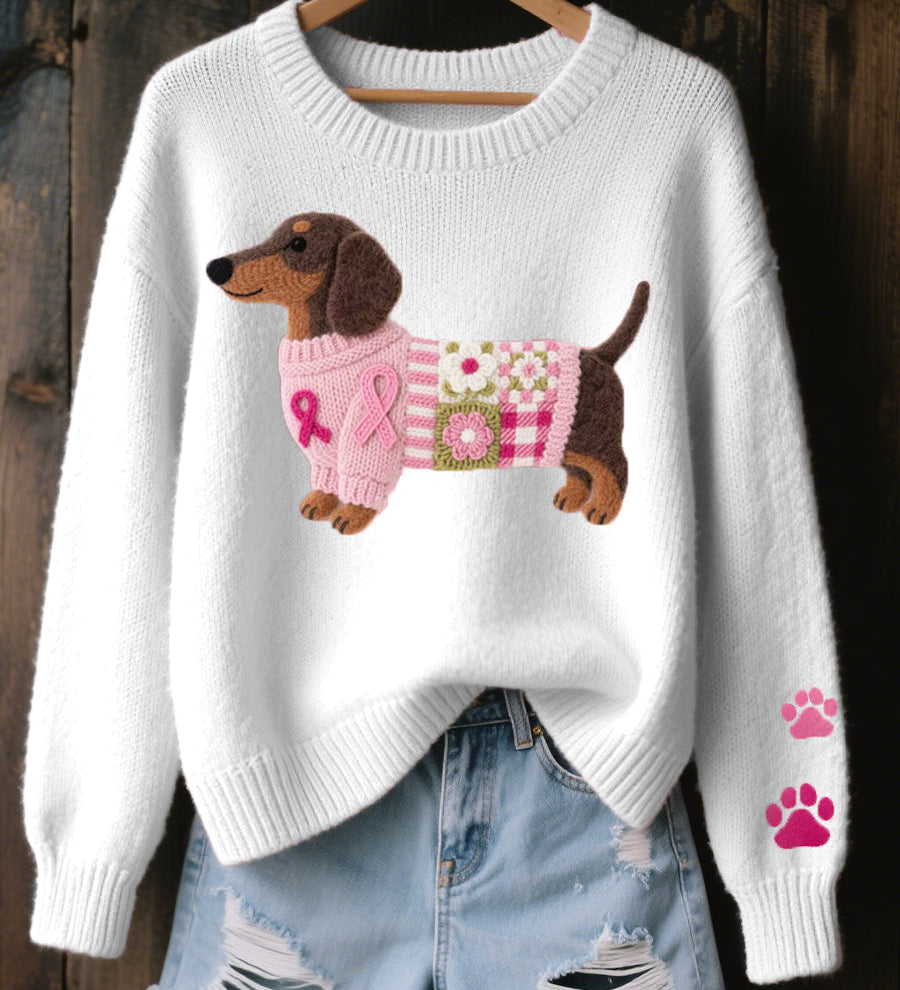 Aneta | Pletený svetr s motivem jezevčíka