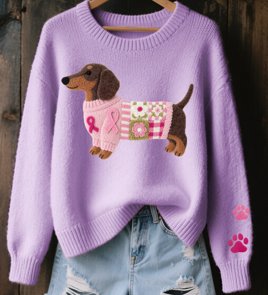 Aneta | Pletený svetr s motivem jezevčíka