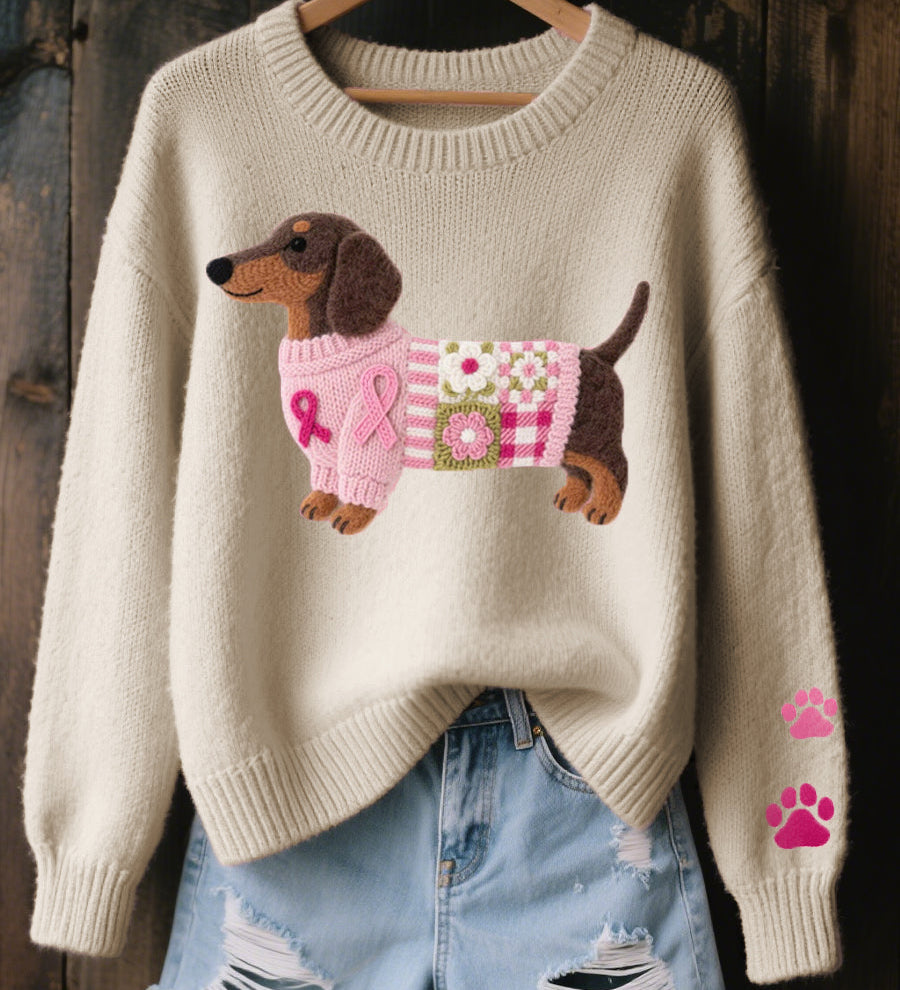 Aneta | Pletený svetr s motivem jezevčíka